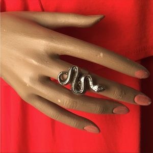 Ring in ages silver tone with snake